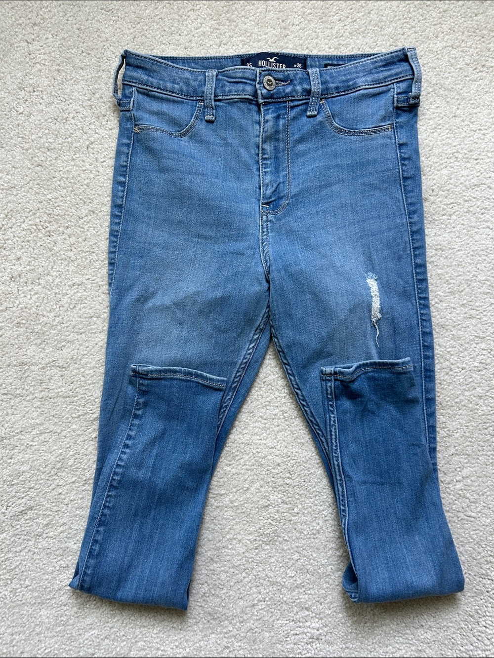 Hollister Mid Blue Skinny Jeans, High Ride Jean Legging, Size 26